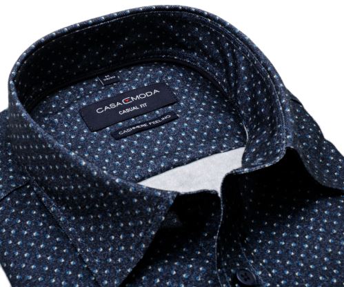 Casa Moda Casual Fit – tmavomodrá košile s modro-bílými čtverečky - kašmírová úprava
