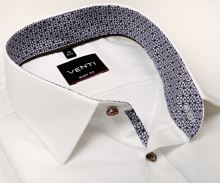Venti Body Fit Twill – jemně smetanová košile s modro-béžovým vnitřním límcem a manžetou