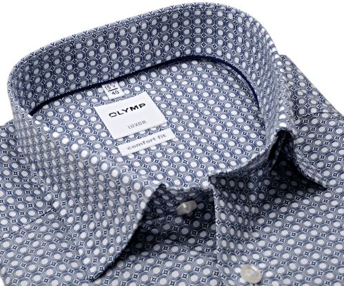 Olymp Comfort Fit Luxor – košile s modrým tištěným vzorem