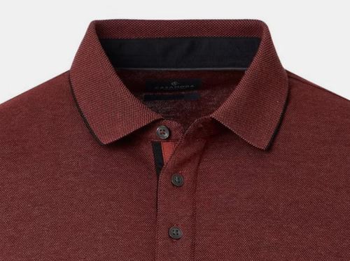 Polo tričko Casa Moda s límečkem a dlouhým rukávem – červeno-oranžové Polo tričko Casa Moda s límečkem a dlouhým rukávem – červeno-oranžové