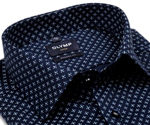 Olymp Modern Fit – tmavomodrá košeľa so štruktúrou a svetlomodro-bielym vzorom Olymp Modern Fit – tmavomodrá košeľa so štruktúrou a svetlomodro-bielym vzorom