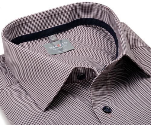 Marvelis Comfort Fit – košile s tmavě červeným mini kárem a tmavomodrým vnitřním límcem Marvelis Comfort Fit – košile s tmavě červeným mini kárem a tmavomodrým vnitřním límcem