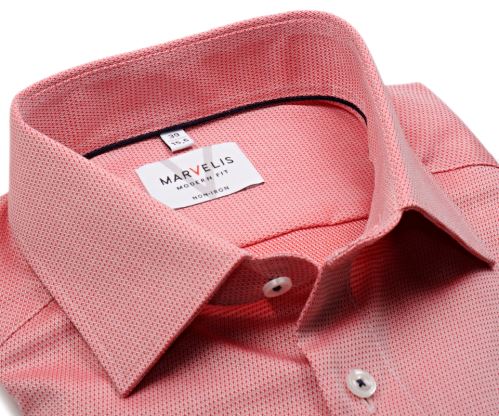 Marvelis Modern Fit – svetločervená košeľa s votkaným drobným vzorom