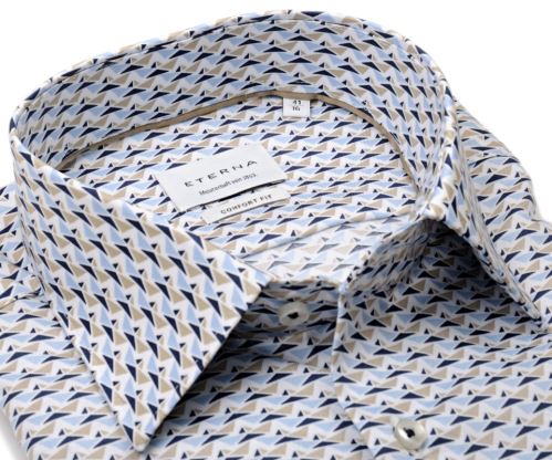 Eterna Comfort Fit Twill – košile s modro-béžovými trojúhelníčky - prodloužený rukáv Eterna Comfort Fit Twill – košile s modro-béžovými trojúhelníčky - prodloužený rukáv
