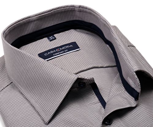Casa Moda Comfort Fit – béžová košile s vetkaným proužkem a vnitřním límcem