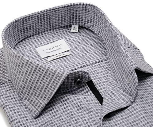 Eterna Comfort Fit – košeľa s antracitovým štvorcovým vzorom