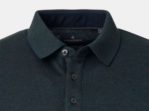 Polo tričko Casa Moda s límečkem a dlouhým rukávem – olivově zelené Polo tričko Casa Moda s límečkem a dlouhým rukávem – olivově zelené