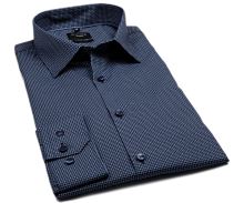 Olymp Super Slim – tmavomodrá košeľa s nepravidelnými modro-bielymi krúžkami (1)