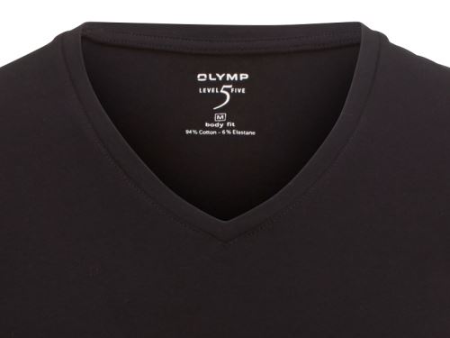 Černé elastické body fit tričko Olymp Level Five s krátkým rukávem - V-výstřih