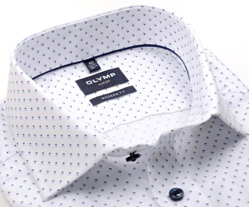 Olymp Modern Fit – bílá košile s modrými linkami - prodloužený rukáv