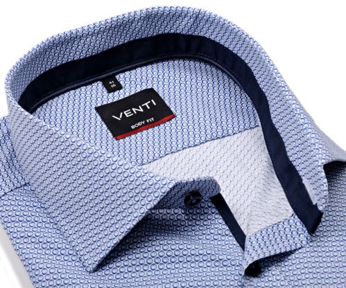 Venti Body Fit – košile s modrými kroužky, vnitřním límcem a manžetou - extra prodloužený rukáv