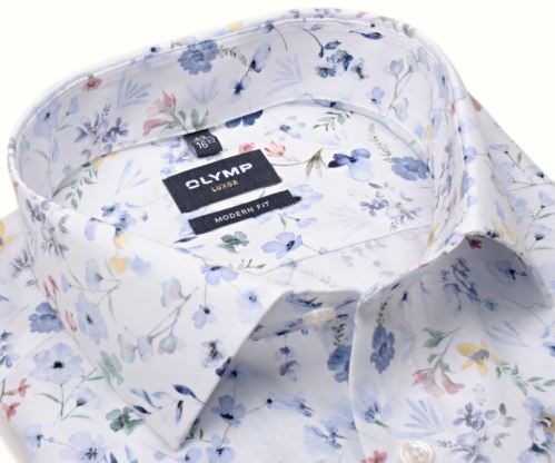 Olymp Modern Fit – dizajnová košeľa z jarnými kvetmi - predĺžený rukáv Olymp Modern Fit – dizajnová košeľa z jarnými kvetmi - predĺžený rukáv