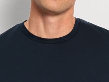 Luxusné tmavomodré bavlnené tričko Olymp Interlock Jersey s krátkym rukávom - kulatý výstrih