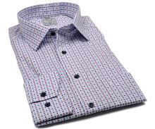Marvelis Comfort Fit - košeľa s geometrickými objektmi v červeno-modrej farbe (1)