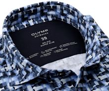 Olymp Super Slim 24/Seven – luxusná elastická košeľa s modro-bielym vzorom