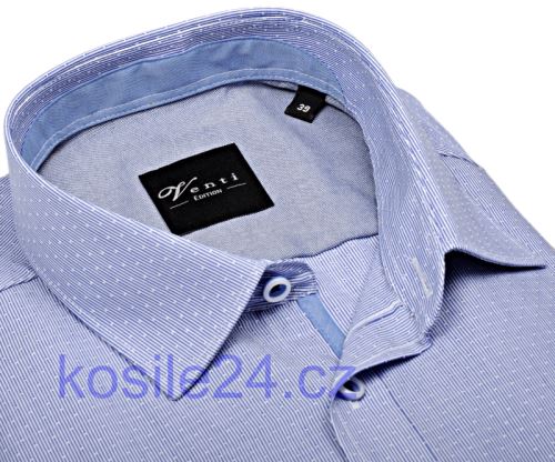 Venti Slim Fit – košeľa s modrým prúžkom a vnútorným golierom, manžetou a légou - extra predĺžený rukáv