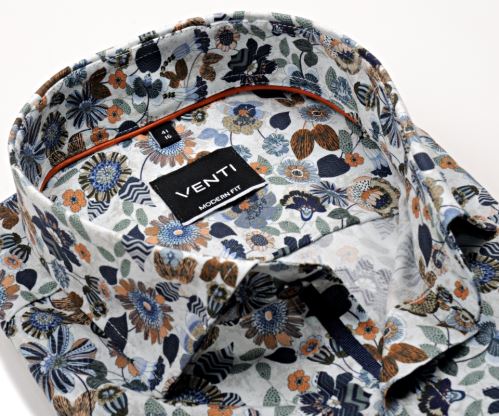 Venti Modern Fit – luxusná košeľa s kvetinovým vzorom - predĺžený rukáv