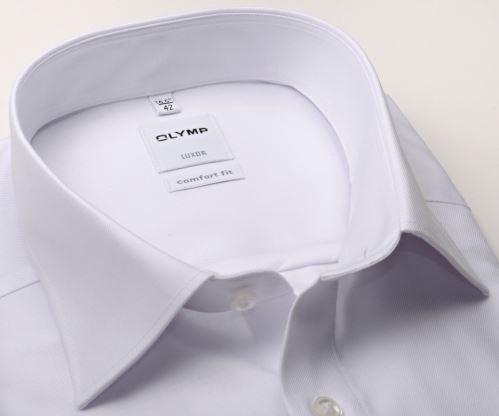 Olymp Comfort Fit Twill – luxusní neprůhledná bílá košile s diagonální strukturou