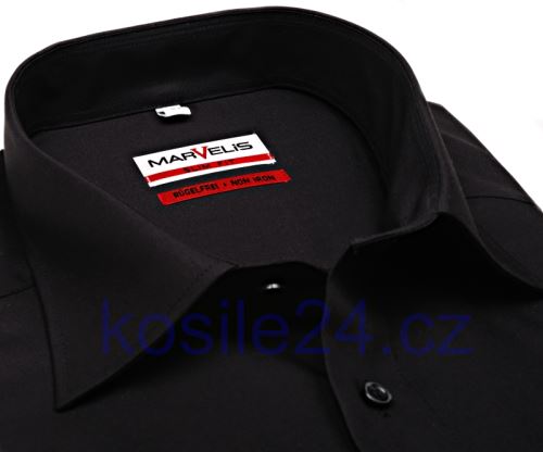Marvelis Modern Fit Uni – černá košile - krátký rukáv