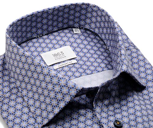 Eterna 1863 Comfort Fit Two Ply - luxusní košile s modro-béžovými ornamenty
