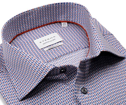 Eterna Modern Fit – košeľa s tmavomodro-červenými ornamentmi