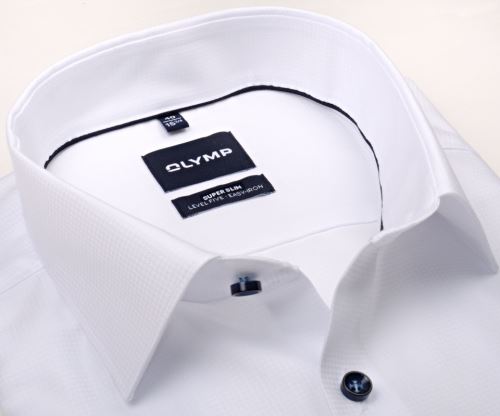Olymp Super Slim – bílá košile s vetkaným hvězdičkovým vzorem Olymp Super Slim – bílá košile s vetkaným hvězdičkovým vzorem
