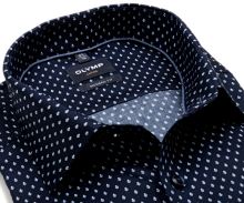 Olymp Modern Fit – tmavomodrá košeľa s modro-bielym vzorom púčikov - predĺžený rukáv