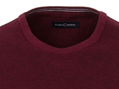 Bavlnený pulóver Casa Moda – kulatý výstrih - tmavočervený