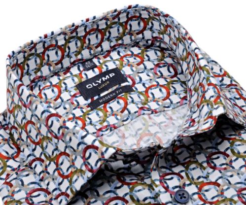 Olymp Modern Fit – designová košile s barevnými kruhy
