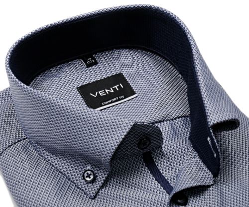 Venti Comfort Fit – tmavě modrá košile se strukturou a tmavomodrým vnitřním límcem Venti Comfort Fit – tmavě modrá košile se strukturou a tmavomodrým vnitřním límcem