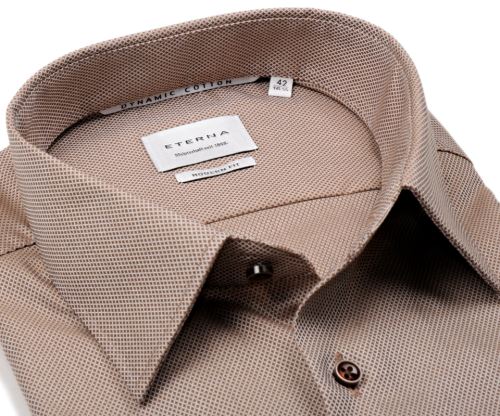 Eterna Dynamic Cotton Modern Fit – béžová košeľa s votkaným vzorom Eterna Dynamic Cotton Modern Fit – béžová košeľa s votkaným vzorom