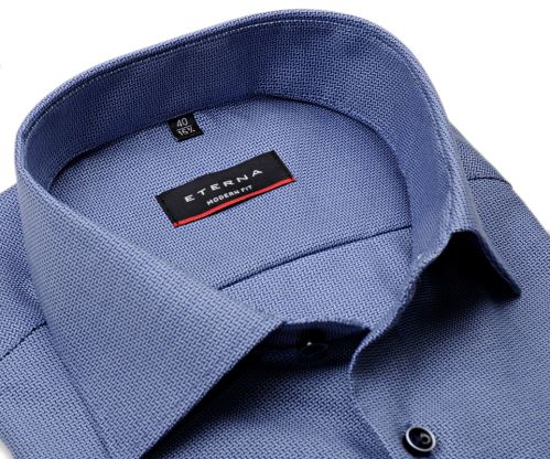 Eterna Modern Fit – košeľa s modrým kaskádovitým vzorom - krátky rukáv