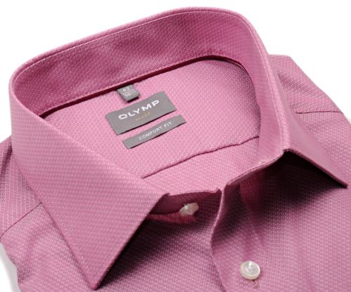 Olymp Comfort Fit – červeno-fialová košile s vetkanými čtverečky