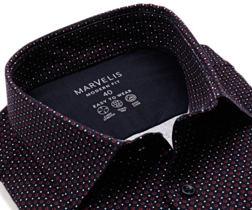 Marvelis Modern Fit Jersey – elastická tmavomodrá košile s červenými kroužky