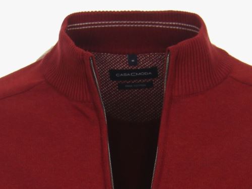 Bavlnený rozopínajúci pulóver Casa Moda – červený