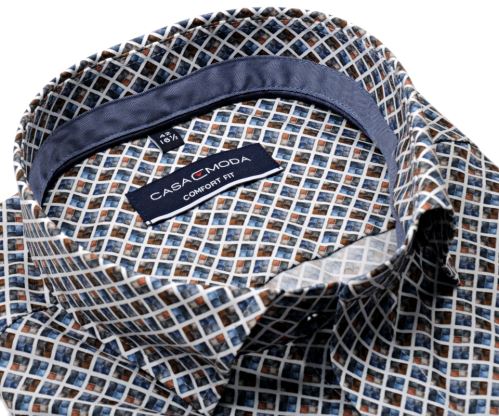 Casa Moda Comfort Fit – luxusná košeľa s modro-béžovým vzorom