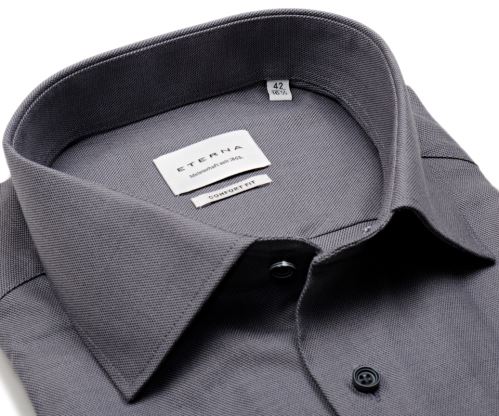 Eterna Comfort Fit – šedá košile s kaskádovitým vzorem - krátký rukáv