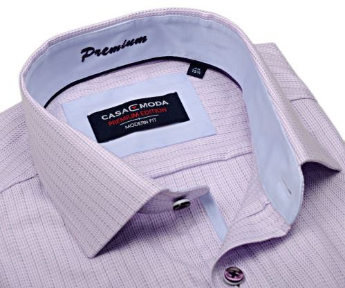 Casa Moda Modern Fit Premium – luxusní košile s růžovým proužkem a vnitřním límcem - extra prodloužený rukáv