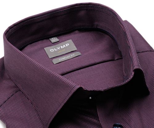 Olymp Comfort Fit – fialově-modrá košile s vetkanými proužky - krátký rukáv