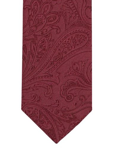 Slim kravata Olymp - tmavočervená s votkanými ornamentmi paisley