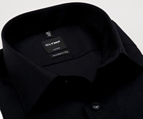 Olymp Luxor Modern Fit - černá košile bez kapsičky
