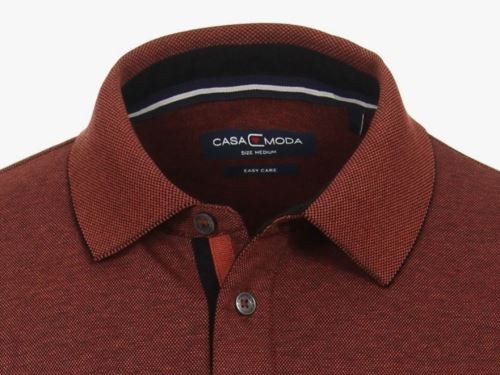 Polo tričko Casa Moda s golierkom a dlhým rukávom – tmavooranžové