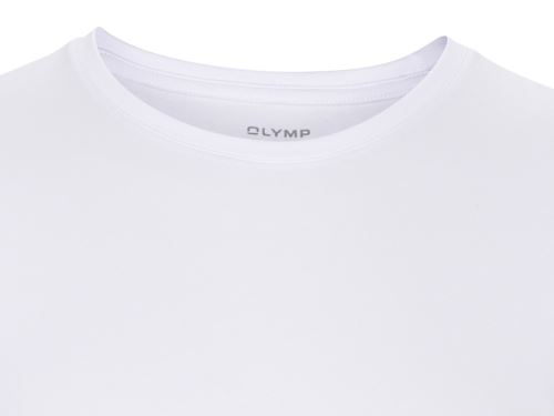 Bílé elastické body fit tričko Olymp Level Five s krátkým rukávem - kulatý výstřih