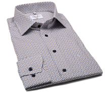 Marvelis Modern Fit – košile s béžovo-modrými ornamenty - prodloužený rukáv (1)