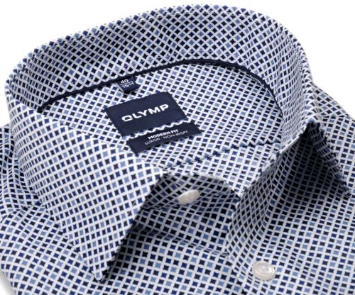 Olymp Modern Fit – košile s modrým vzorem čtyřcípých hvězdiček