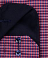 Eterna Modern Fit – košile s červeno-modrým kárem s vnitřním límcem a manžetou (2)