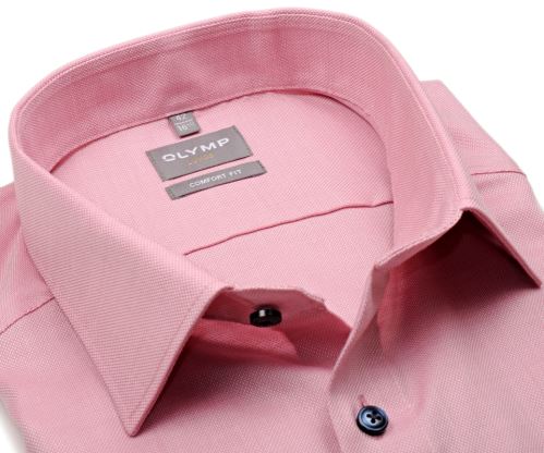Olymp Comfort Fit – rosé košeľa s jemnou štruktúrou - krátky rukáv