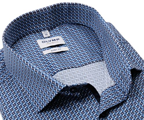 Olymp Level Five – košeľa s modrými obdĺžnikmi a vnútornou légou