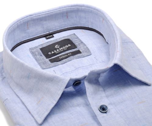 Casa Moda Casual Fit - světle modrá lněná s barevnými proužky - krátký rukáv Casa Moda Casual Fit - světle modrá lněná s barevnými proužky - krátký rukáv