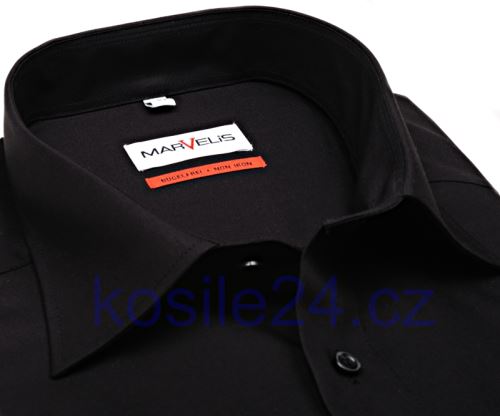 Marvelis Comfort Fit Uni – černá košile - krátký rukáv